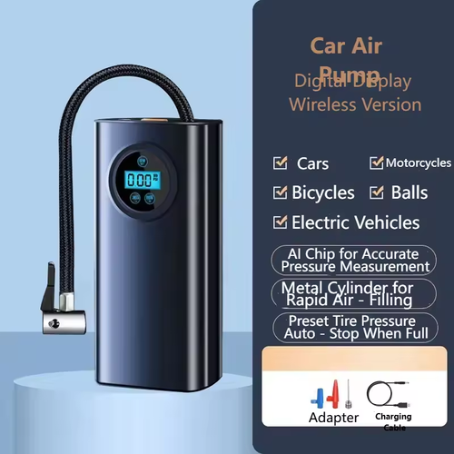 Car Gas Pump Digital Pressure Gauge Flashlight And Cell Phone Charging Motorcycle Bicycle And Ball Inflator 3000mAh 120W