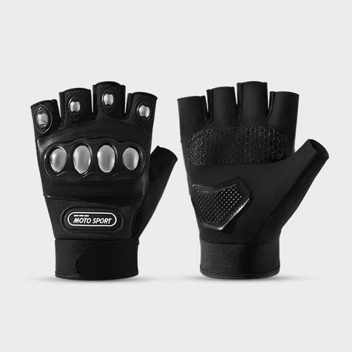 Luvas de aço de meio dedo para motociclistas, homens e mulheres, desportos ao ar livre, fitness, montanhismo, luvas de proteção rígidas