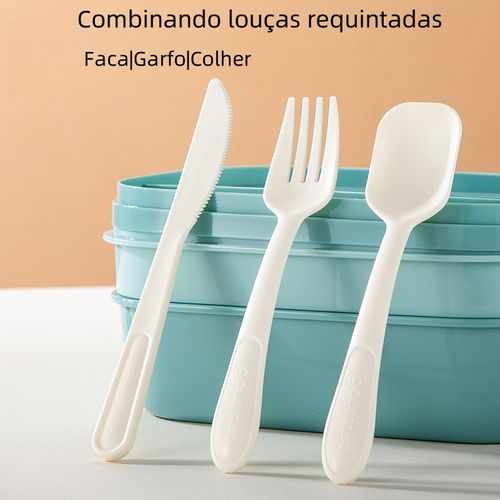 Caixa de salada de frutas de grande capacidade em camadas, lancheira infantil, lancheira para adultos