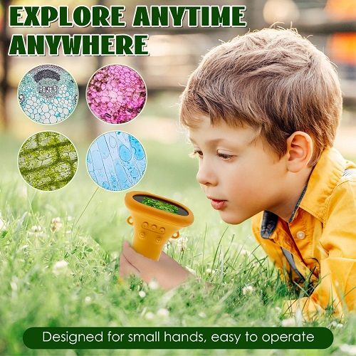 Microscope for Kids 1000X Mini Handheld Microscope with 2 Inch Screen LED Lights Portable Digital Microscope Lightweight Pocket