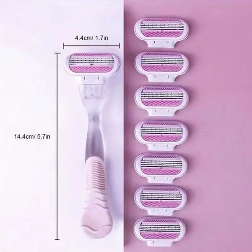 1 Handle + 4 Blade Women Safety Razor Blades Face/ Leg/ Armpit/ Bikini Beauty Hair Removal Shaving Compatible Venus Shaver