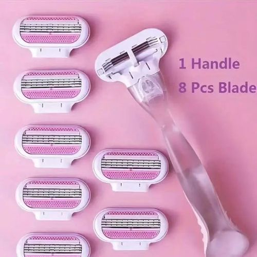1 Handle + 4 Blade Women Safety Razor Blades Face/ Leg/ Armpit/ Bikini Beauty Hair Removal Shaving Compatible Venus Shaver