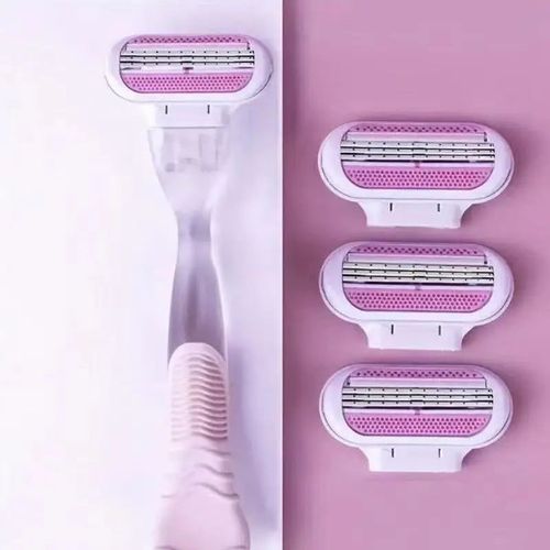 1 Handle + 4 Blade Women Safety Razor Blades Face/ Leg/ Armpit/ Bikini Beauty Hair Removal Shaving Compatible Venus Shaver