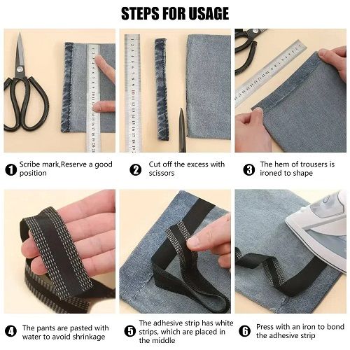 78inch or 2m Pants Edge Shorten Self Adhesive Pant Mouth Paste Iron on Hem Fabric Fusing Hemming Ironing DIY Sewing Tape Stitch