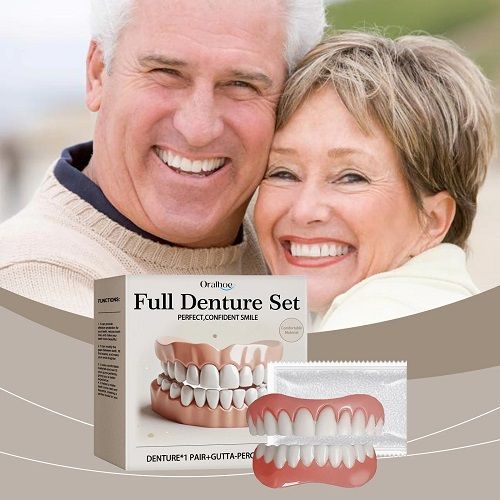 Silicone Denture Set Soft Wearproof Fitting Teeth Repair Missing Restore Bright Smile Upper and Lower False Teeth Dentures Kit