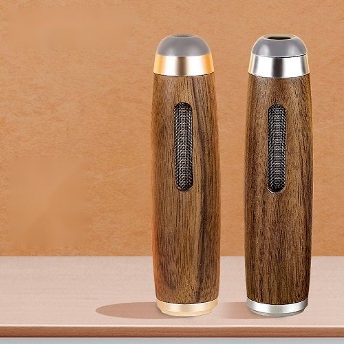 2pcs Mini Car Ashtray Walnut Wood Cigarette Holder Case Car Ashtray Anti-smoke Hood for 5.2 and 6.8 and7.8mm Cigarettes Smoking Gadgets