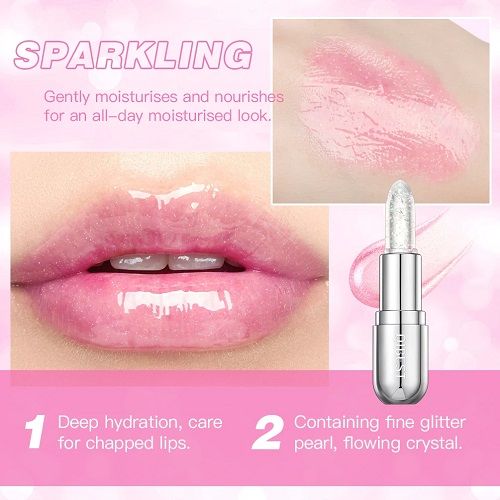 QIBEST Hot Glitter Transparent Lip Balm Colors Changing Lipstick Moisturizing Natural Shimmer Lips Plumper Gloss Lips Cosmetics
