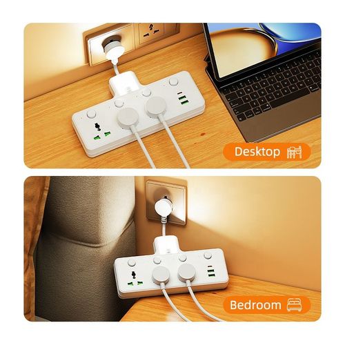 One-to-many short-cord British standard power outlet with individual switch