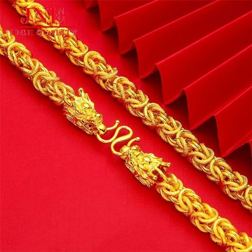 Imitation gold men's fabric dragon head necklace