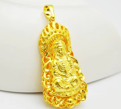 Imitation gold solid bead necklace and pendant set