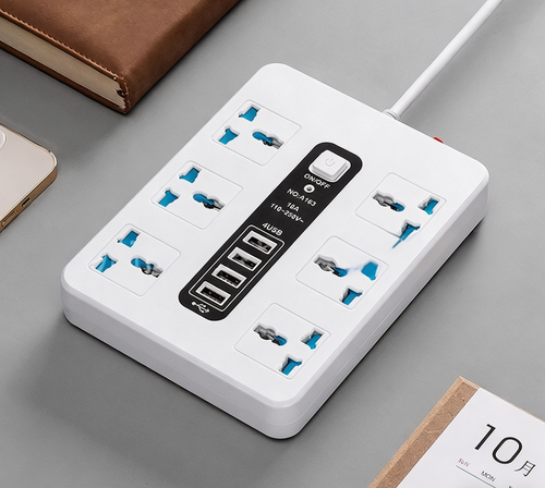 Universal power strip with USB ports and overload protection