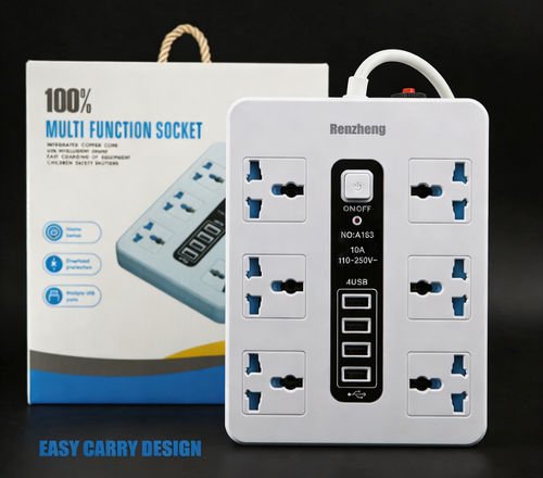 Universal power strip with USB ports and overload protection