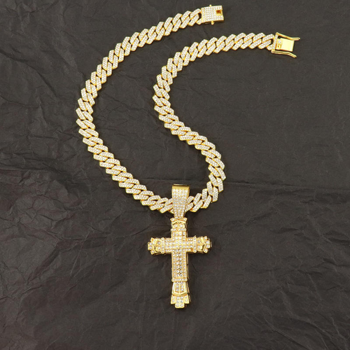 Diamond-set cross pendant
