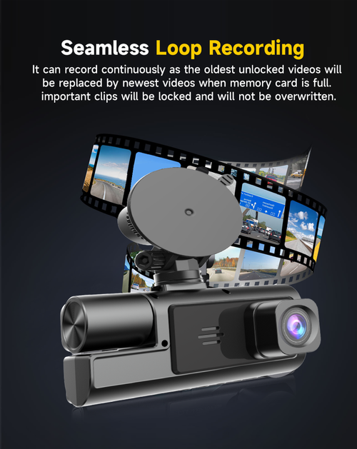 Night vision HD triple recording dashcam