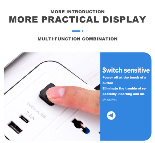 5-meter extra-long multi-port power strip with USB ports