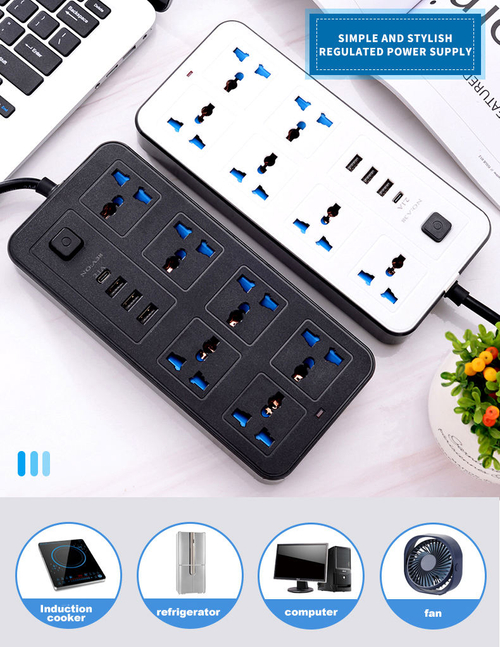 5-meter extra-long multi-port power strip with USB ports
