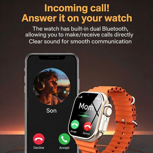 Apple-style smartwatch with Alipay, NFC, and call functionality.