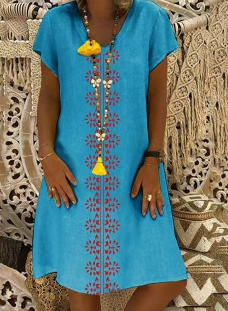 Bawełniana sukienka z dekoltem w szpic