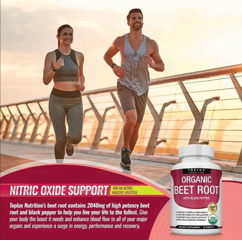 Toplux Organic Beet Root Tablets 2040mg Nitric Oxide Booster