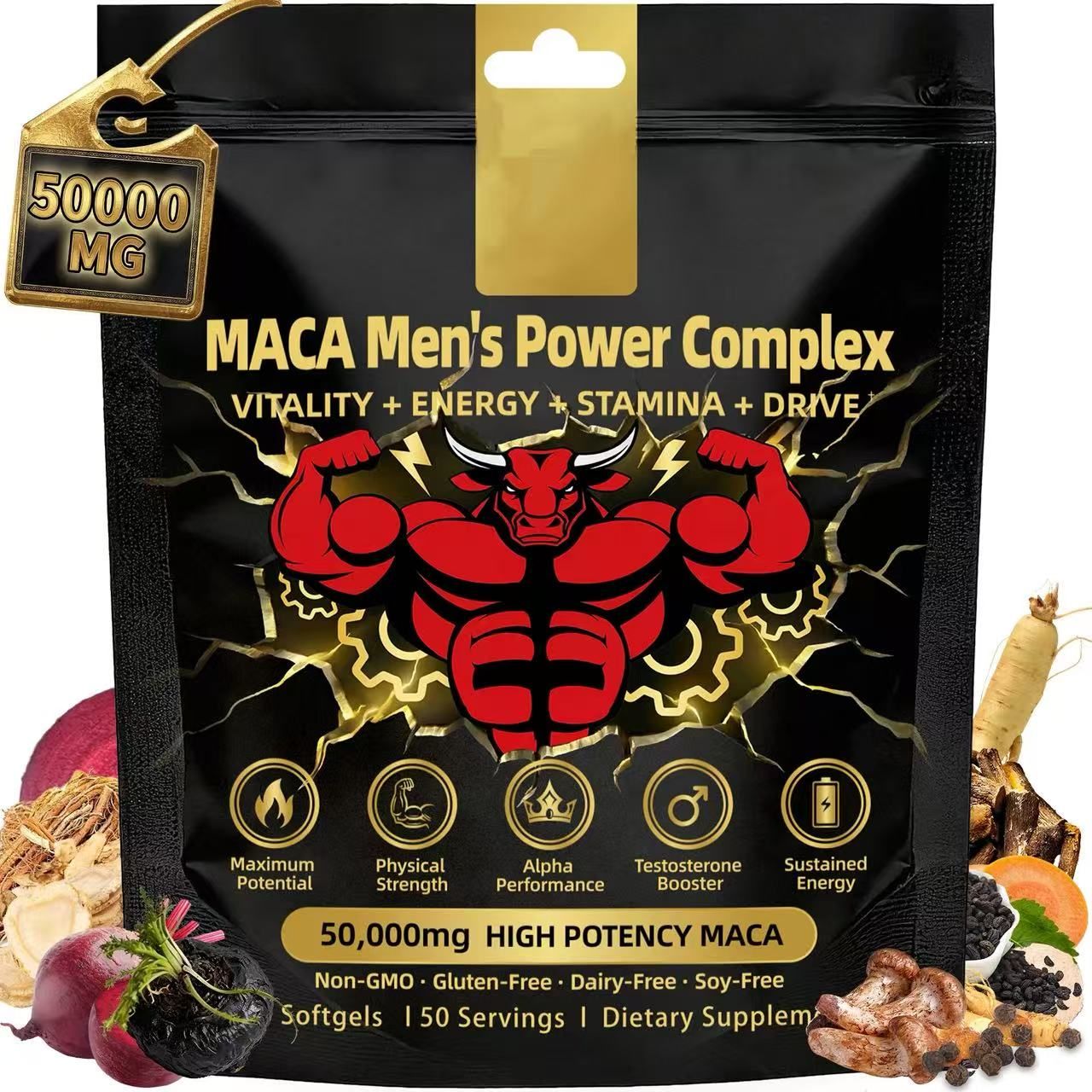 Maca Men's Power Complex Softgels | Shilajit, Ashwagandha & Ginseng