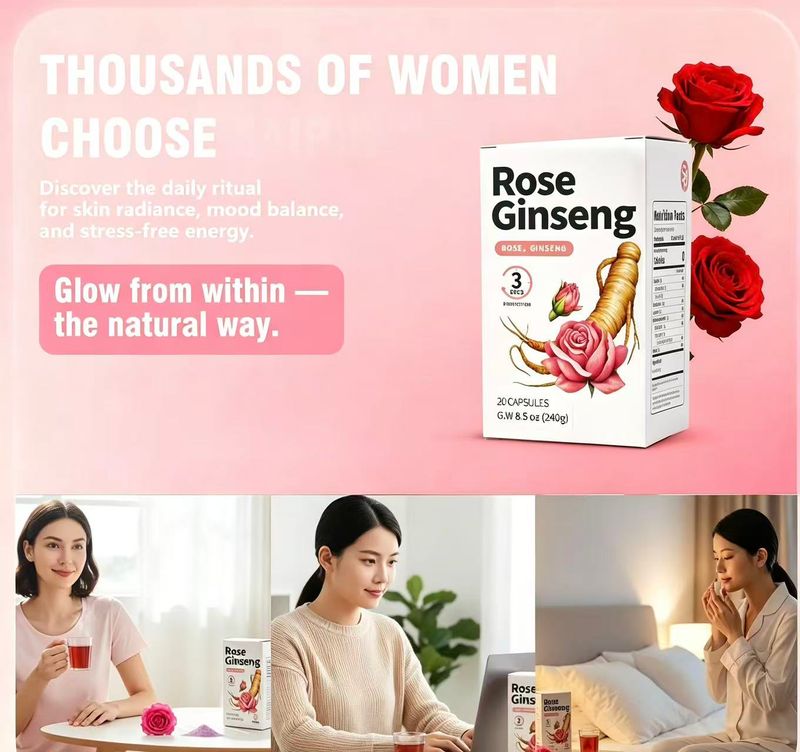 Rose Ginseng Freeze‑Dried Herbal Tea | Natural Beauty & Calm Energy Drink For Women
