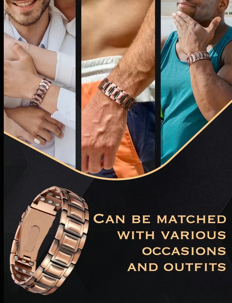 Men's Copper Bracelet with 3X Strength, Premium Copper Jewelry