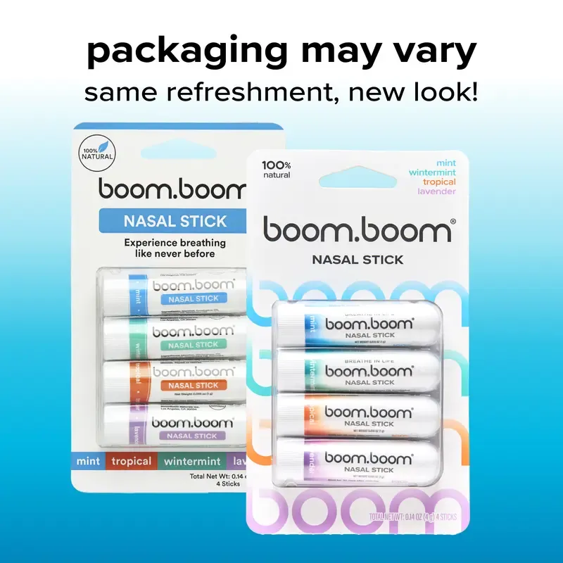 BoomBoom Nasal Stick 4 Pack, Essential Oil Inhaler, Shark Tank Featured