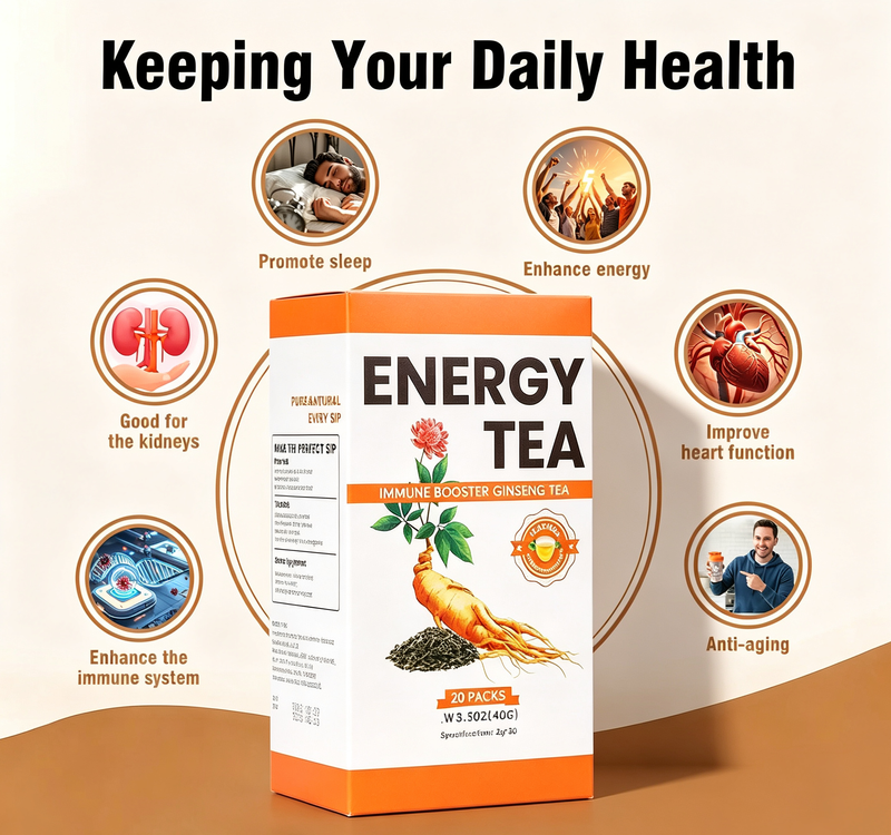 Ginseng Oolong Energy Tea for Men, Instant Herbal Pods, Zero Sugar Caffeine‑Free Ginseng Tea for Daily Focus & Stamina