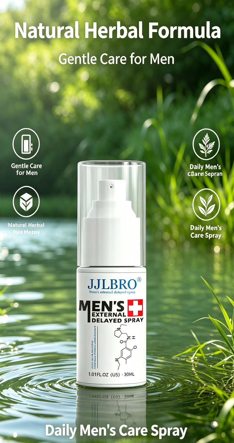 JJLBRO Men Natural Herbal Delay Spray, Last Longer Without Numb Sensation, Gentle Hydrating Intimate Care Spray for Men 30ml