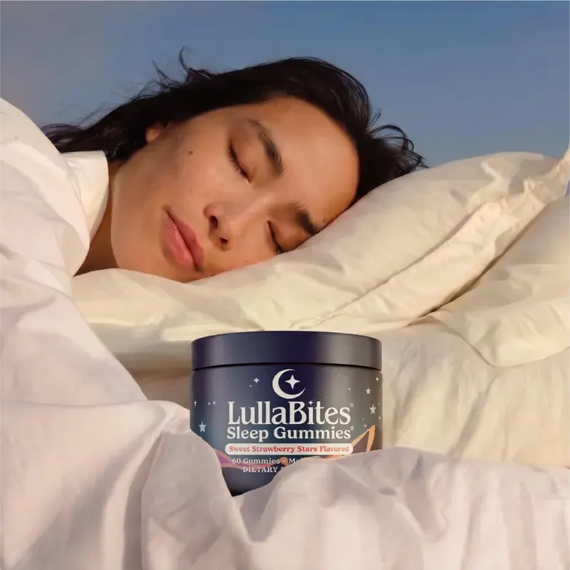 LullaBites Sleep Gummies, Strawberry Star Flavor, 60 Count, Melatonin Free