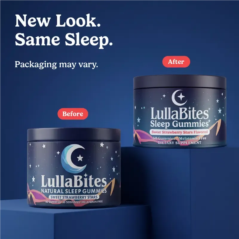 LullaBites Sleep Gummies, Strawberry Star Flavor, 60 Count, Melatonin Free