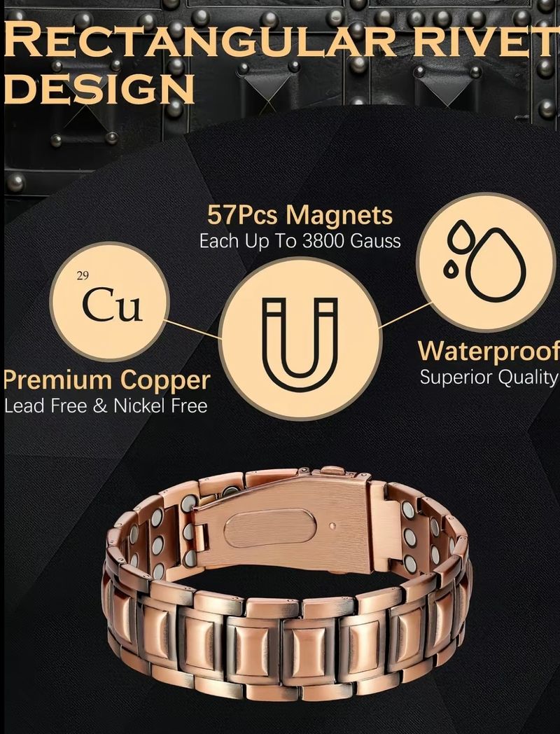 Men's Copper Bracelet with 3X Strength, Premium Copper Jewelry