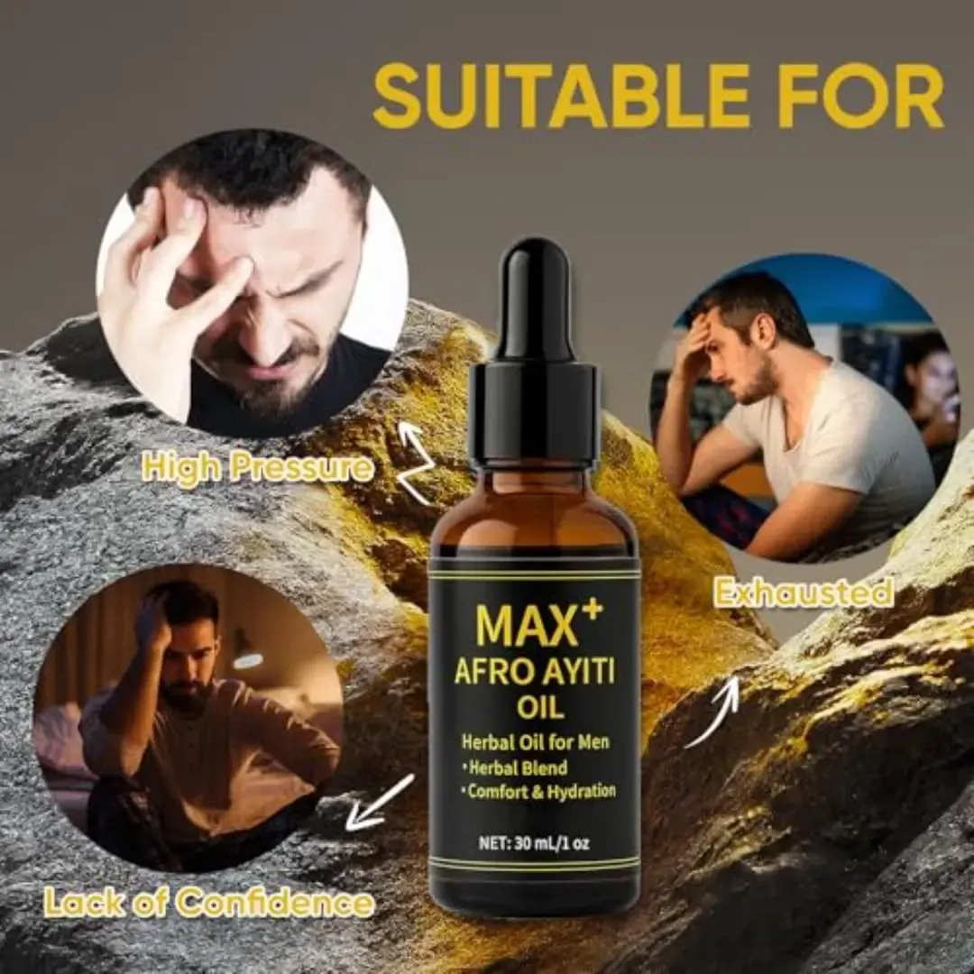 Max+ Afro Ayiti Oil for Men | Natural Herbal Oil, Help Strong Erection, Improve Stamina, Boost Male Libido, Enhance Performance