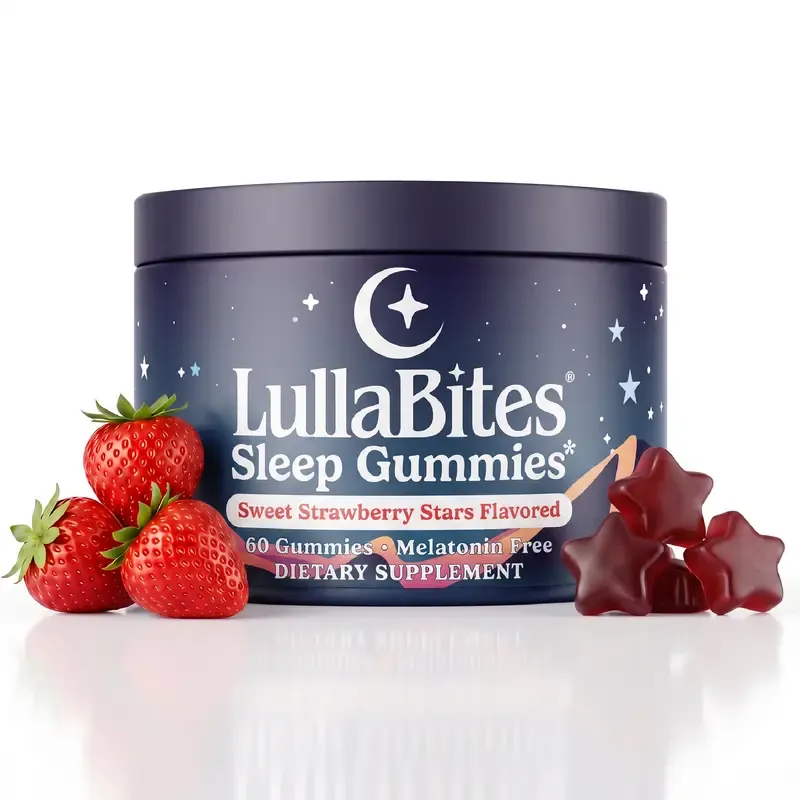 LullaBites Sleep Gummies, Strawberry Star Flavor, 60 Count, Melatonin Free