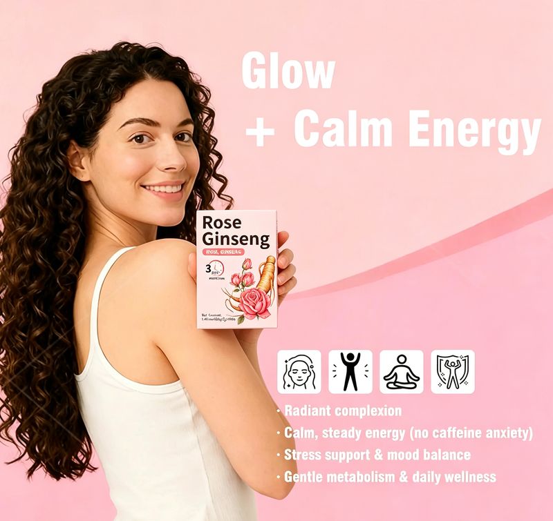 Rose Ginseng Freeze‑Dried Herbal Tea | Natural Beauty & Calm Energy Drink For Women