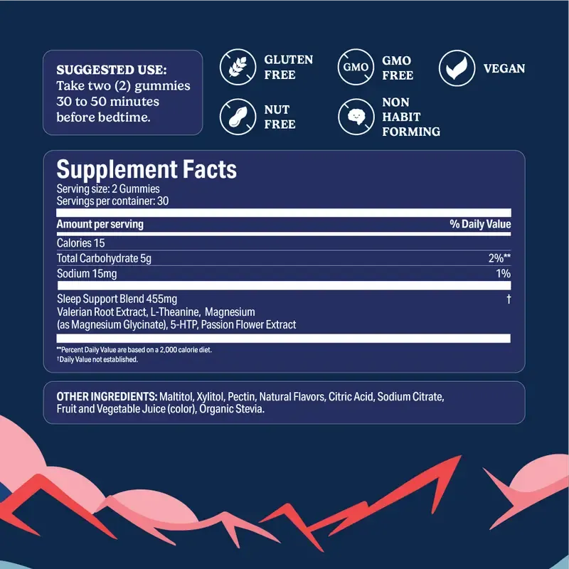 LullaBites Sleep Gummies, Strawberry Star Flavor, 60 Count, Melatonin Free