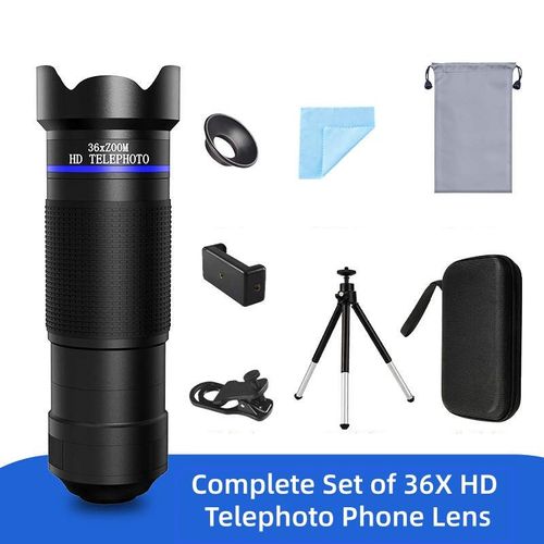 36X HD Telephoto Phone Camera Lens Kit, Universal Zoom Telephoto Cell Phone Lens with Mini Tripod, Phone Clip for iPhone Samsung