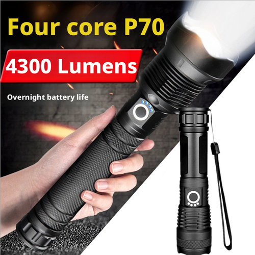 P50 High-Powered Flashlight USB Rechargeable Telescopic Zoom Ultra-Bright Long-Range Aluminum Alloy Patrol Light