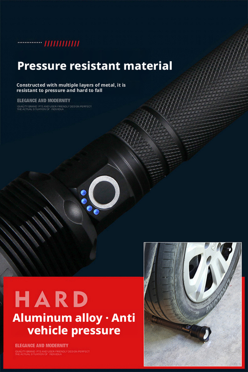 P50 High-Powered Flashlight USB Rechargeable Telescopic Zoom Ultra-Bright Long-Range Aluminum Alloy Patrol Light