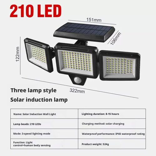 Rotatable Waterproof Solar-Powered Motion Sensor Wall Light