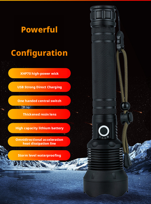 P50 High-Powered Flashlight USB Rechargeable Telescopic Zoom Ultra-Bright Long-Range Aluminum Alloy Patrol Light