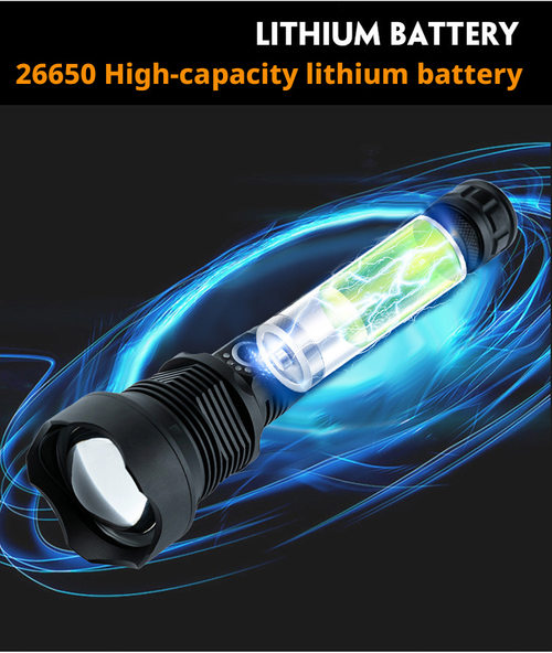 P50 High-Powered Flashlight USB Rechargeable Telescopic Zoom Ultra-Bright Long-Range Aluminum Alloy Patrol Light