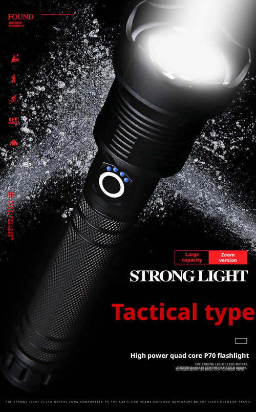 P50 High-Powered Flashlight USB Rechargeable Telescopic Zoom Ultra-Bright Long-Range Aluminum Alloy Patrol Light