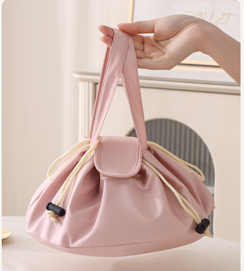 Large Capacity Drawstring Makeup Bag Portable Travel Toiletry Organizer Waterproof Bucket Cosmetic Storage Bag