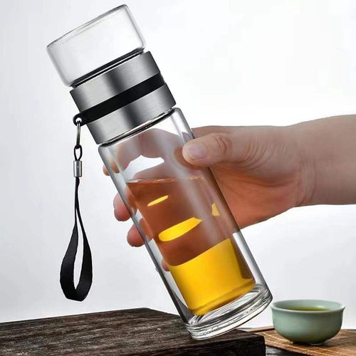 14oz Glass Tea Infuser Bottle and Water Bottle Separation Tea Bottle Mug Cup with Tea Infuser, Infusion Mug