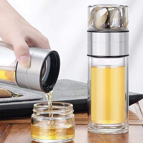 14oz Glass Tea Infuser Bottle and Water Bottle Separation Tea Bottle Mug Cup with Tea Infuser, Infusion Mug