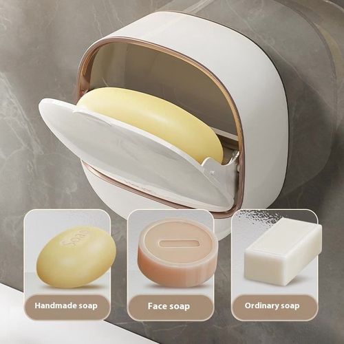 Modern exquisite best-selling wall-mounted soap rack luxury foldable soap storage box with drainage design and adhesive buckle. Buy one get one free, two pieces in total. (Colors are randomly matched)