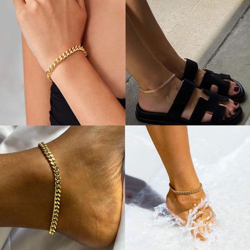 Romantic and exquisite new multi-layered anklet, Cuban chain style, fashionable and unique jewelry.