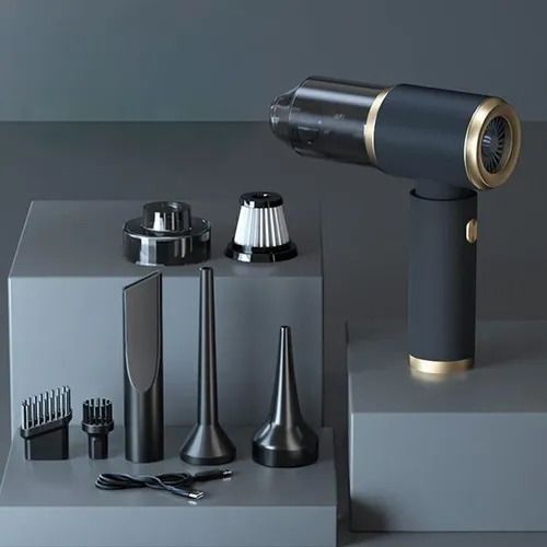 Car vacuum cleaner with dual functions of suction and blowing. It's a wireless mini vacuum, suitable for both car and home use. It's an electric dust blower too