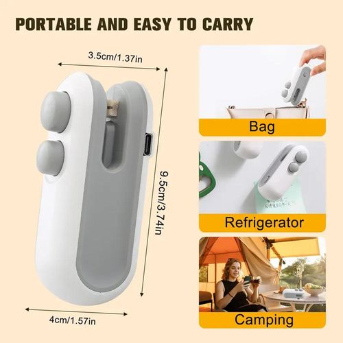 Portable Mini Bag Sealer Handheld USB Rechargeable Bag Sealing Machine 2 in 1 Food Plastic Bag Heat Sealer With Cutter